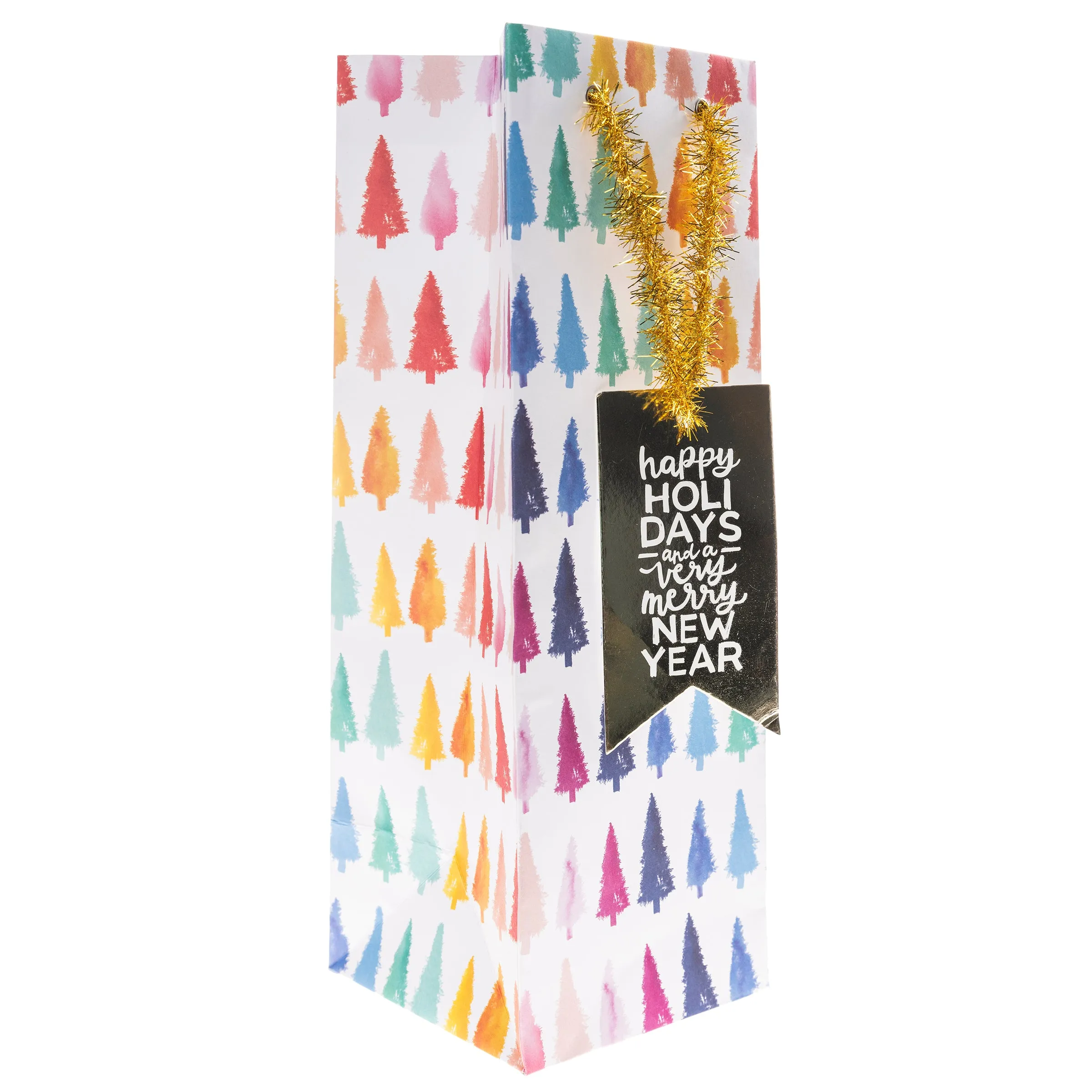 Rainbow Trees Holiday Wine Gift Bag