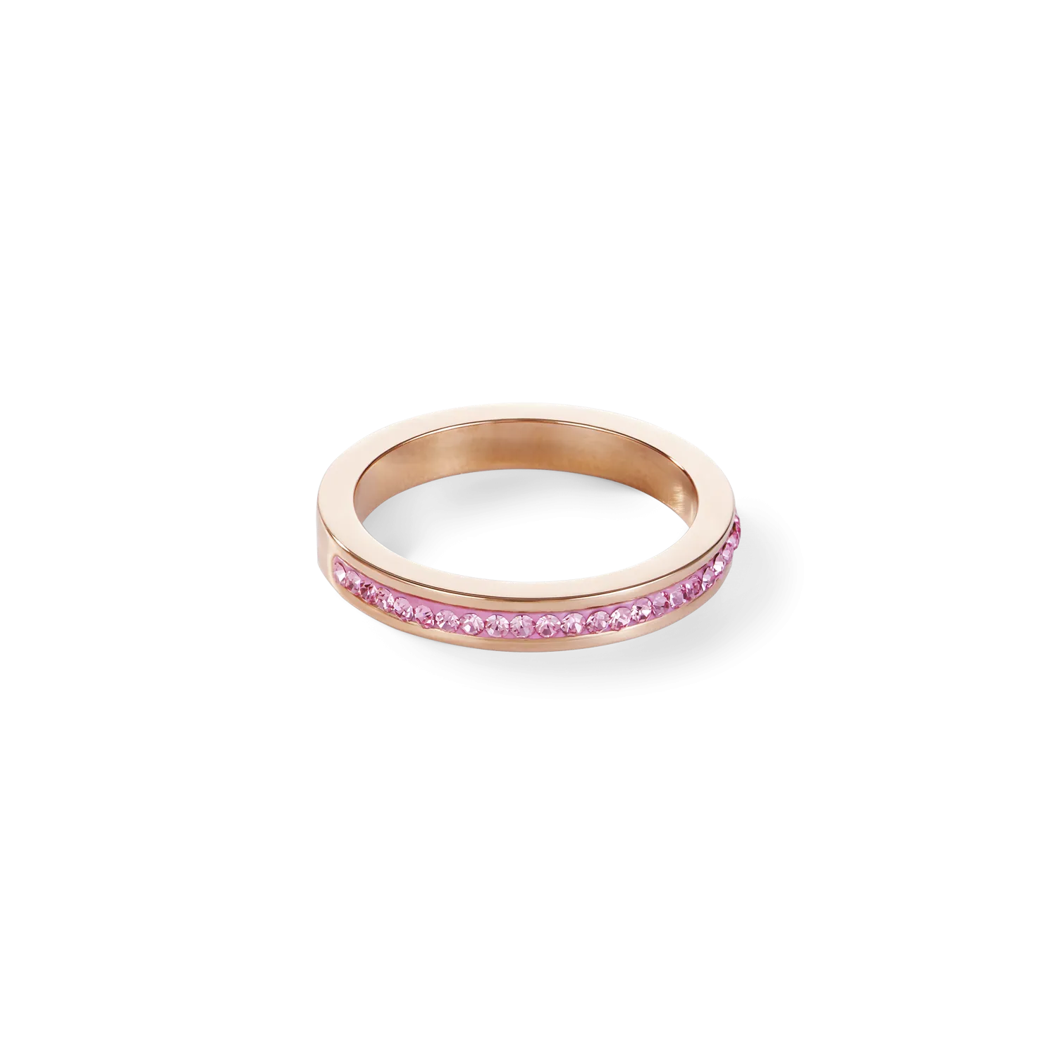 Ring slimstainless steel rose gold & crystals pavé light rose