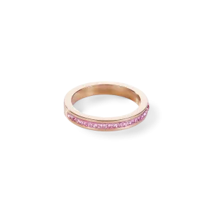 Ring slimstainless steel rose gold & crystals pavé light rose