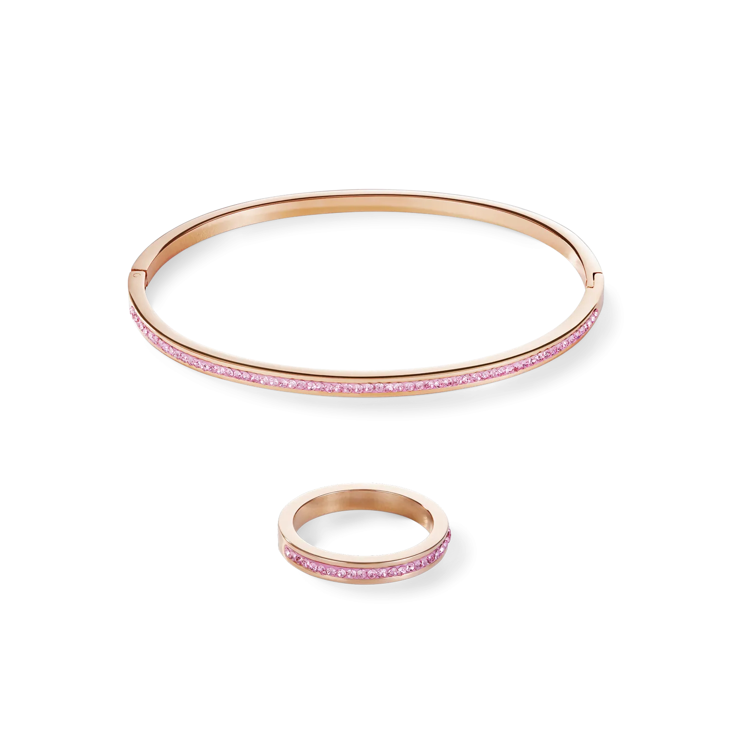 Ring slimstainless steel rose gold & crystals pavé light rose