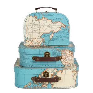 RJB Stone Vintage Map Suitcase