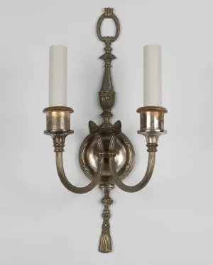 Silverplate Sconces with Foliate Details