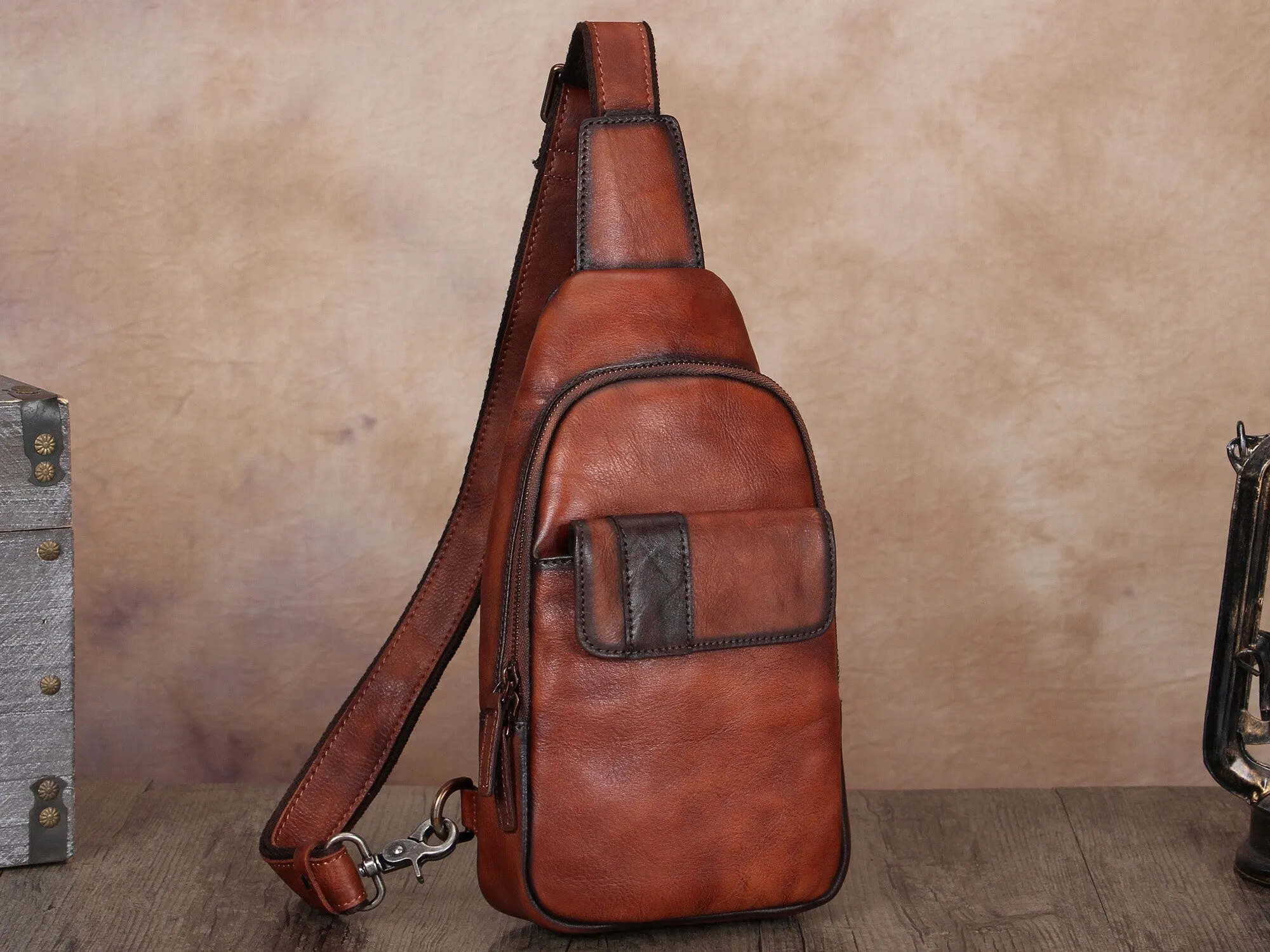 Sling Bag Shoulder Vintage Handmade Crossbody Chest Daypack