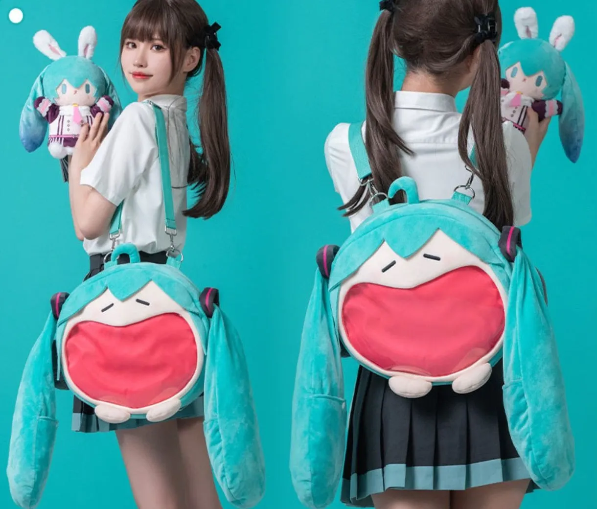 Smile Green & Sakura Miku Pink Backpack Messenger Bag