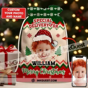 Special Delivery For Kid Personalized Christmas String Bag