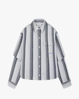 STRIPE DOUBLE SLEEVE SHIRT PURPLE