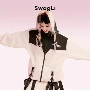 Swagli Black & Pink Butterfly Ski Suit