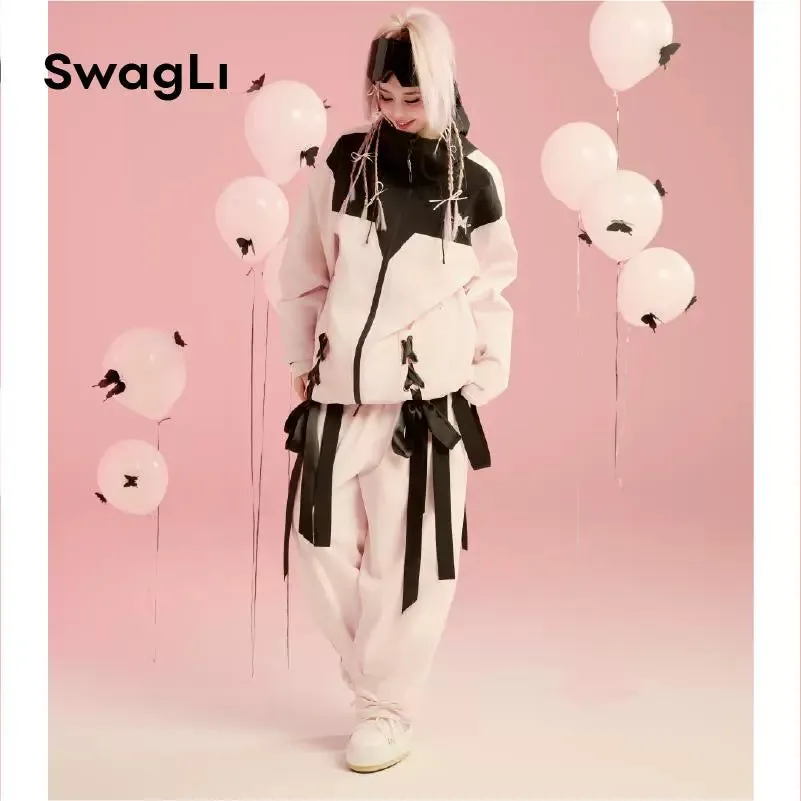 Swagli Black & Pink Butterfly Ski Suit