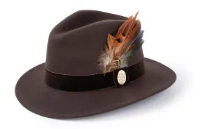 The Chelsworth Fedora in Dark Brown (Bronze Luxe Feather)