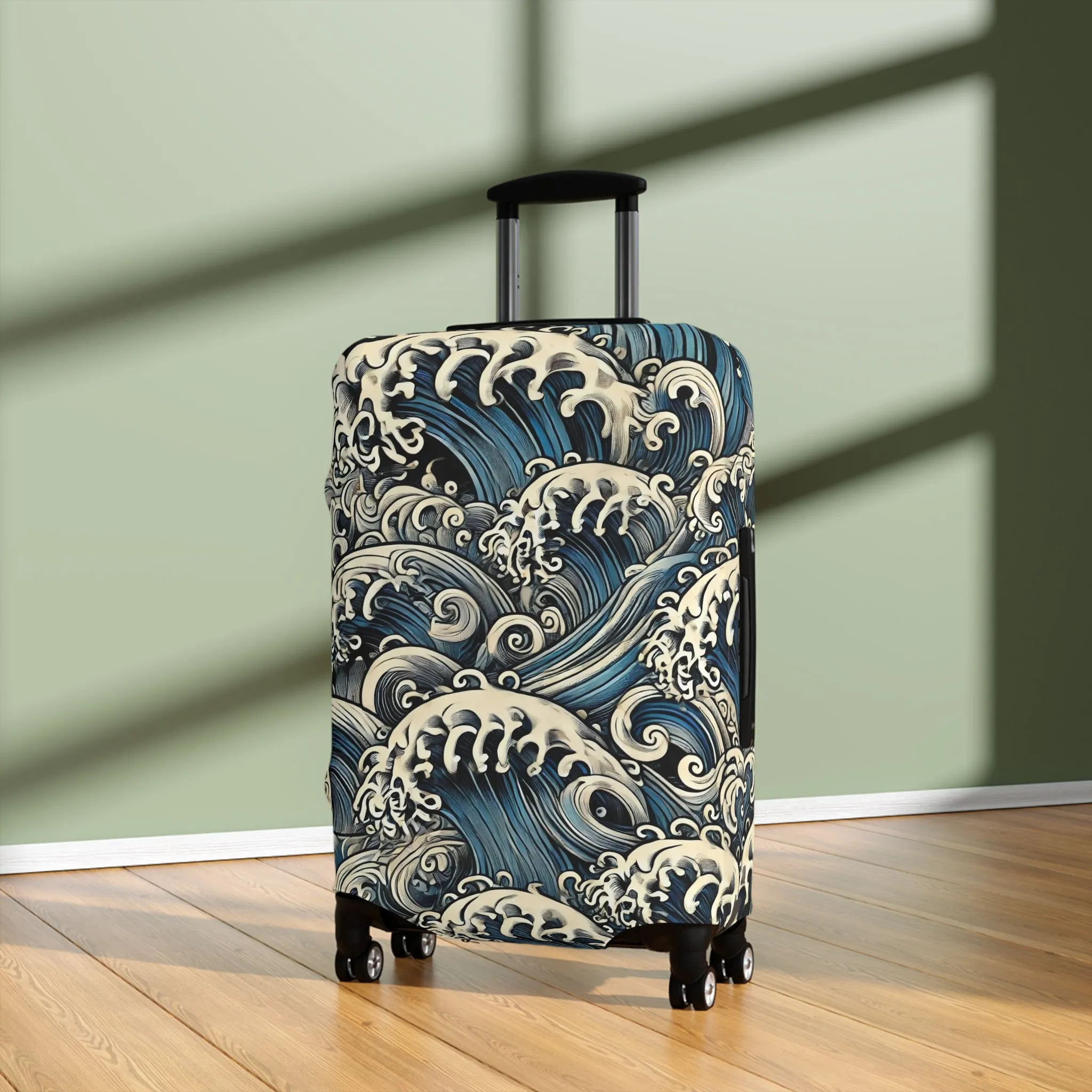 Tokyo Trend Japanese Wave Art Travel Suitcase – Hokusai-Inspired Rolling Luggage