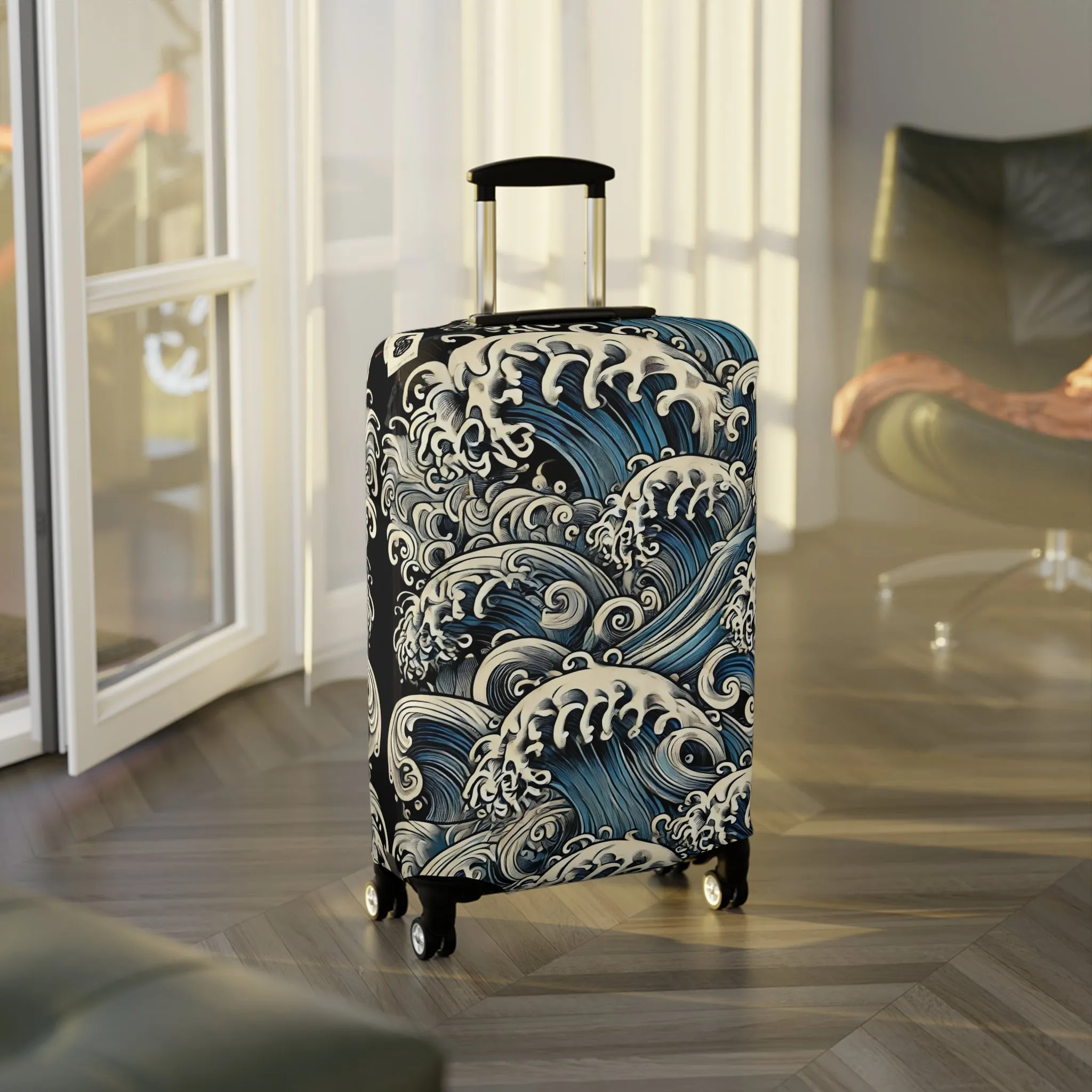 Tokyo Trend Japanese Wave Art Travel Suitcase – Hokusai-Inspired Rolling Luggage