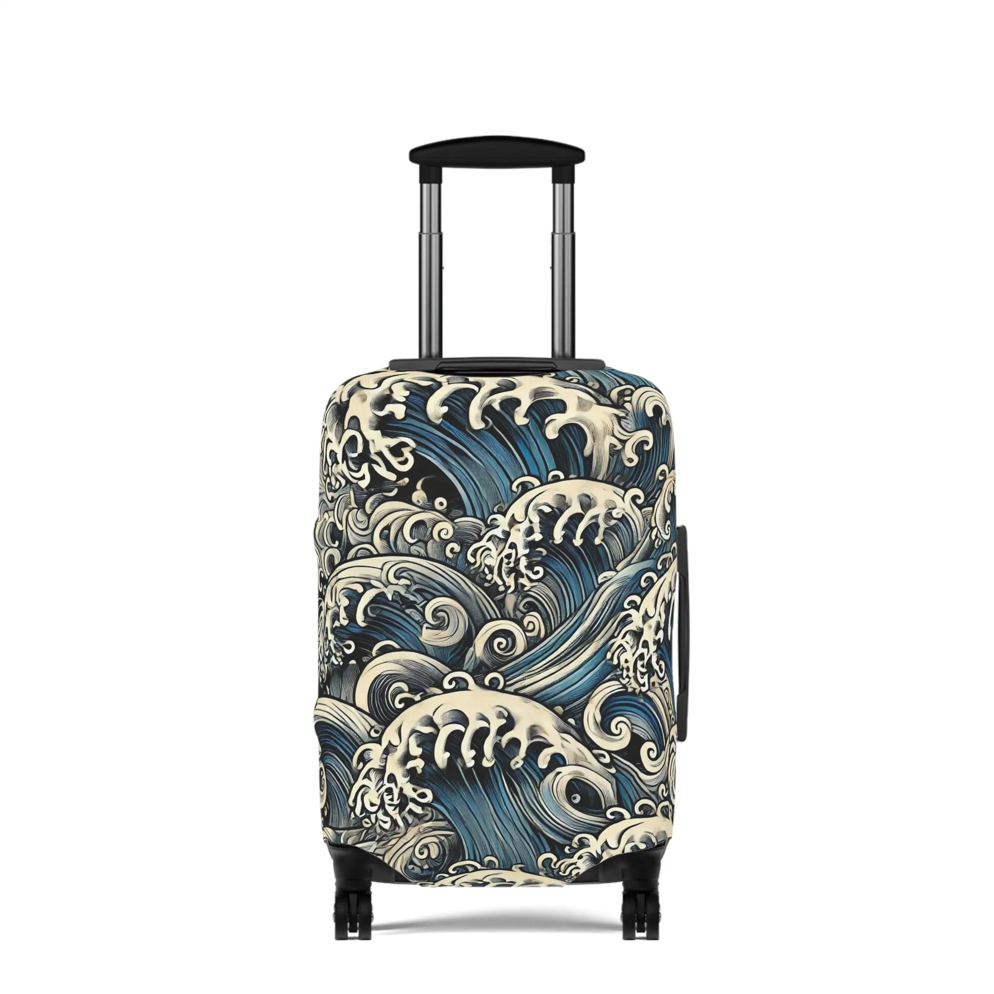 Tokyo Trend Japanese Wave Art Travel Suitcase – Hokusai-Inspired Rolling Luggage