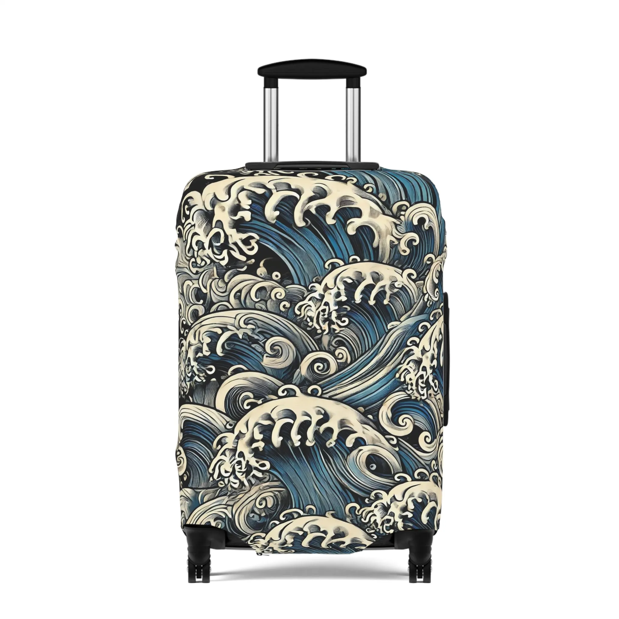 Tokyo Trend Japanese Wave Art Travel Suitcase – Hokusai-Inspired Rolling Luggage