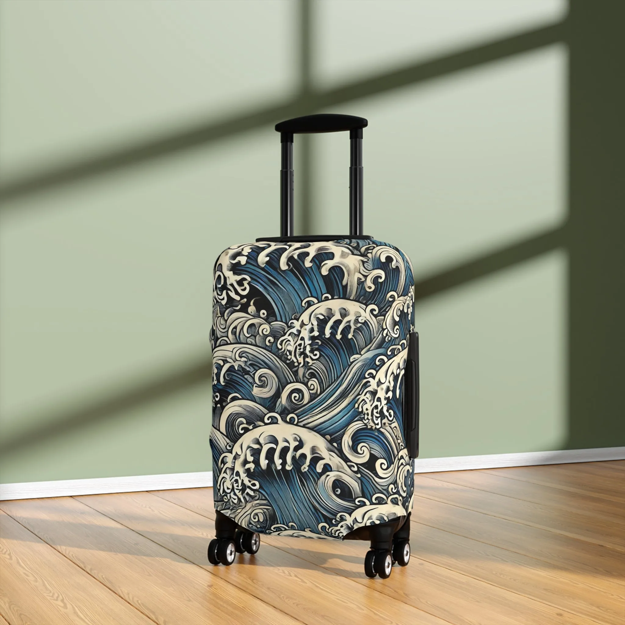 Tokyo Trend Japanese Wave Art Travel Suitcase – Hokusai-Inspired Rolling Luggage