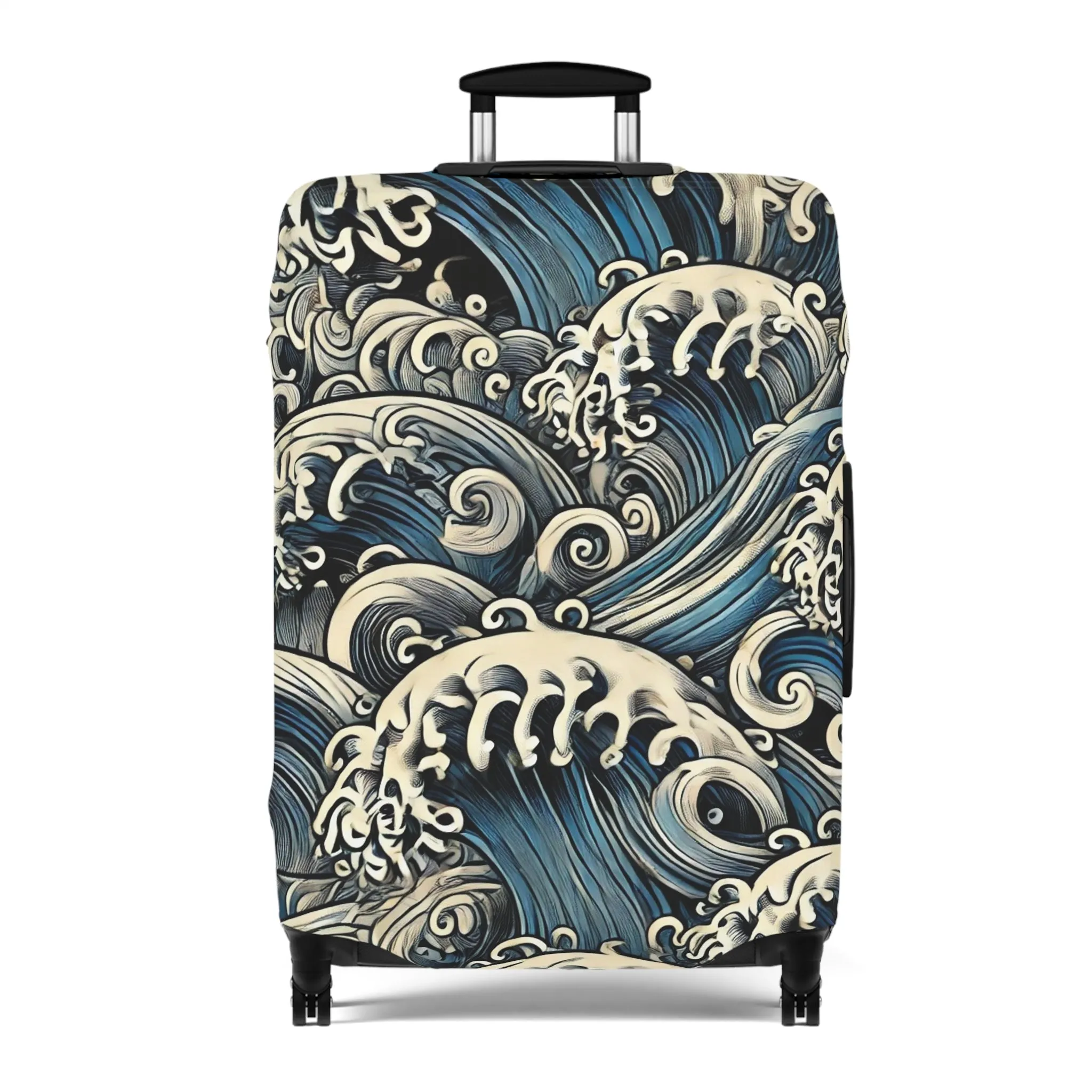 Tokyo Trend Japanese Wave Art Travel Suitcase – Hokusai-Inspired Rolling Luggage