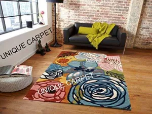 Unique Carpet Handmade Wool & Blend Carpet for Living Room Home Bedroom Hall Kitchen Office Anywhere Color Multi Hand Tufted Carpets (Multi B, 4 x 6)