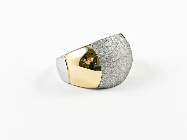 Unique Casual Glitter 2 Tone Steel Ring