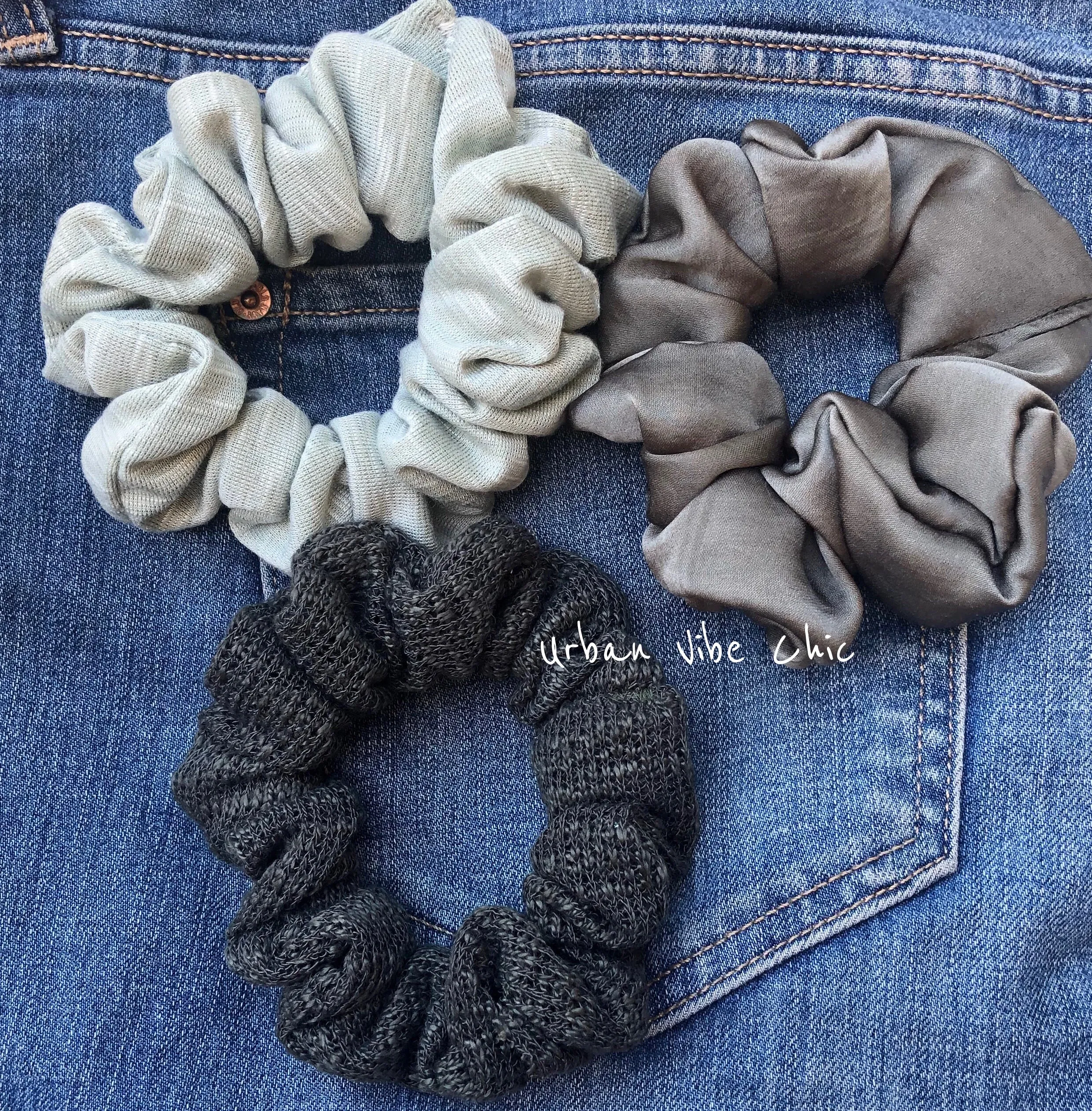 Unique Hair Rayon Scrunchies - Olive Green