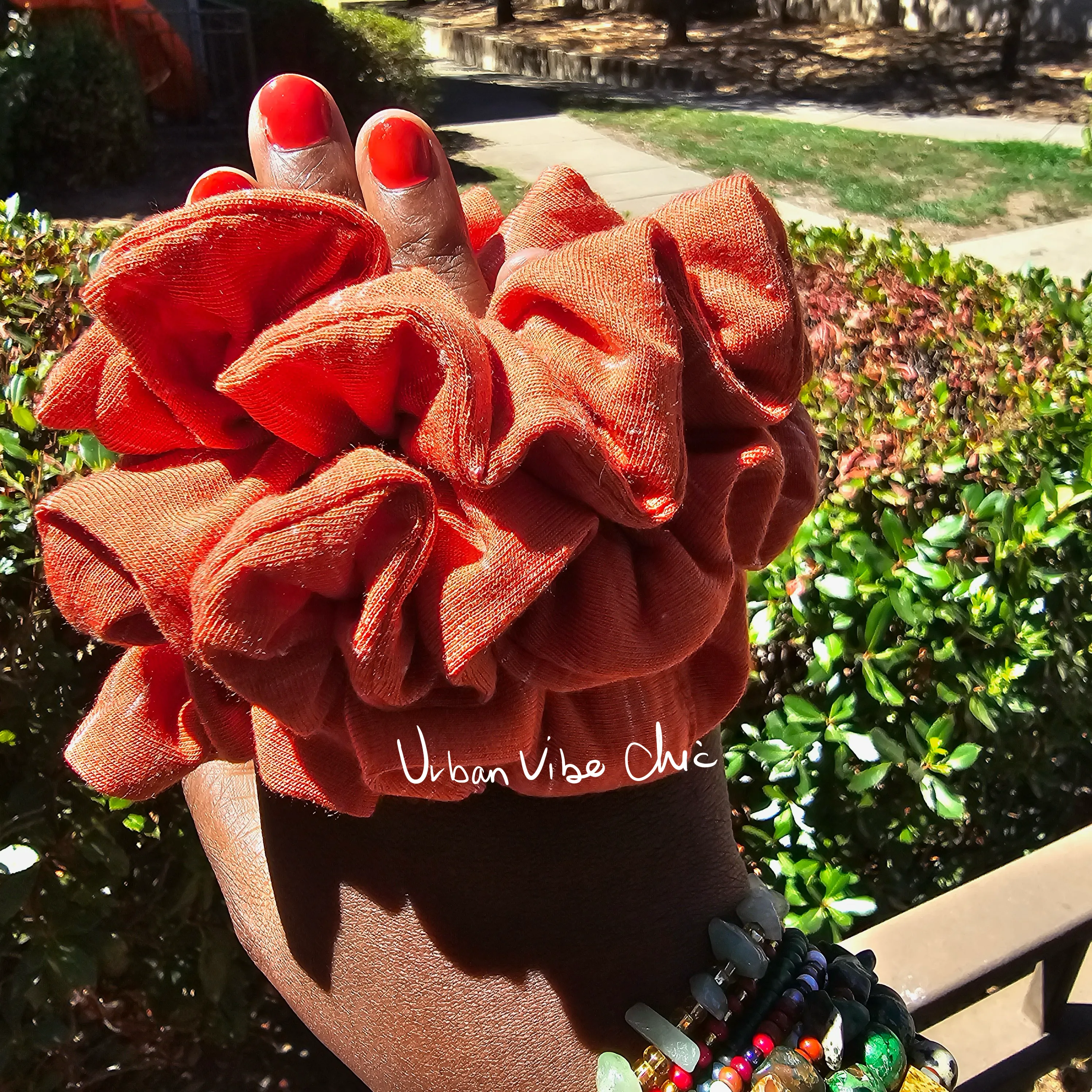 Unique Hair Scrunchies -  Burned Orange