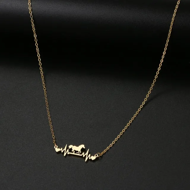 Unique Horse Heartbeat Necklace