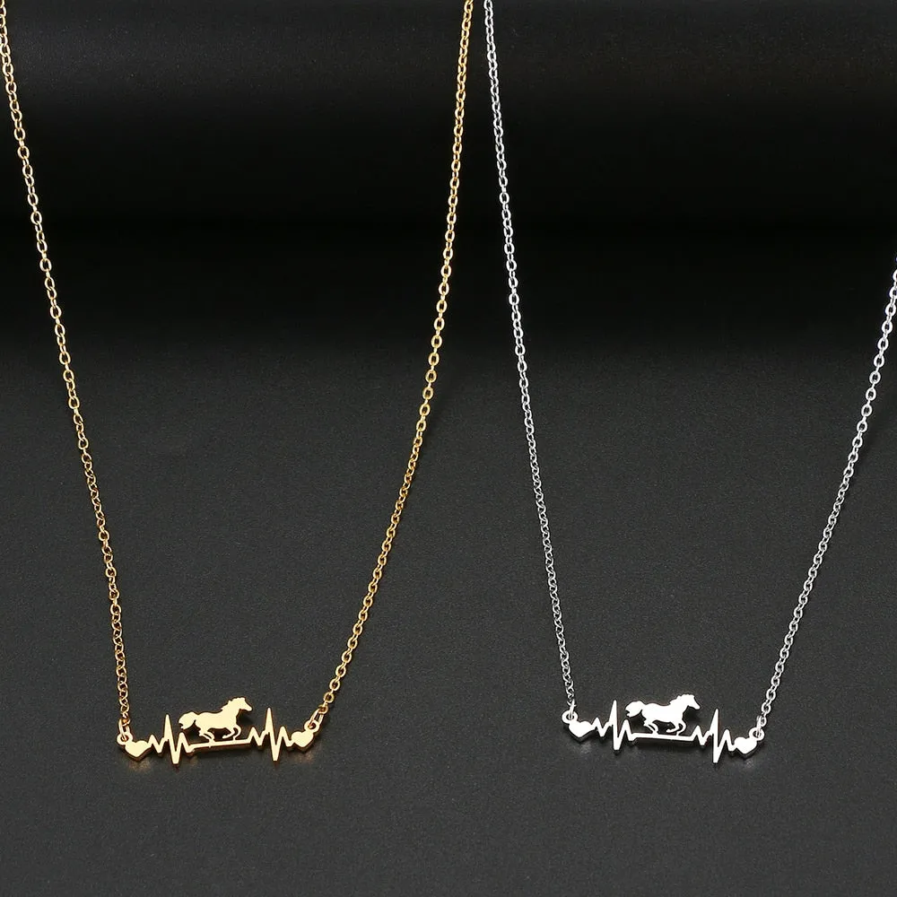 Unique Horse Heartbeat Necklace