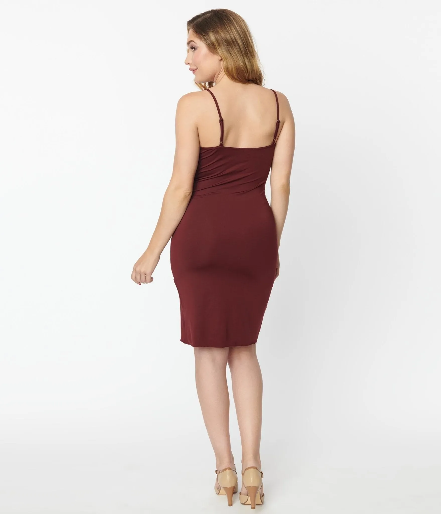 Unique Vintage Burgundy Long Slip