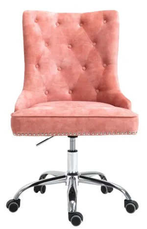 Velvet Upholstered Tufted Office Chair with Studs-Pink