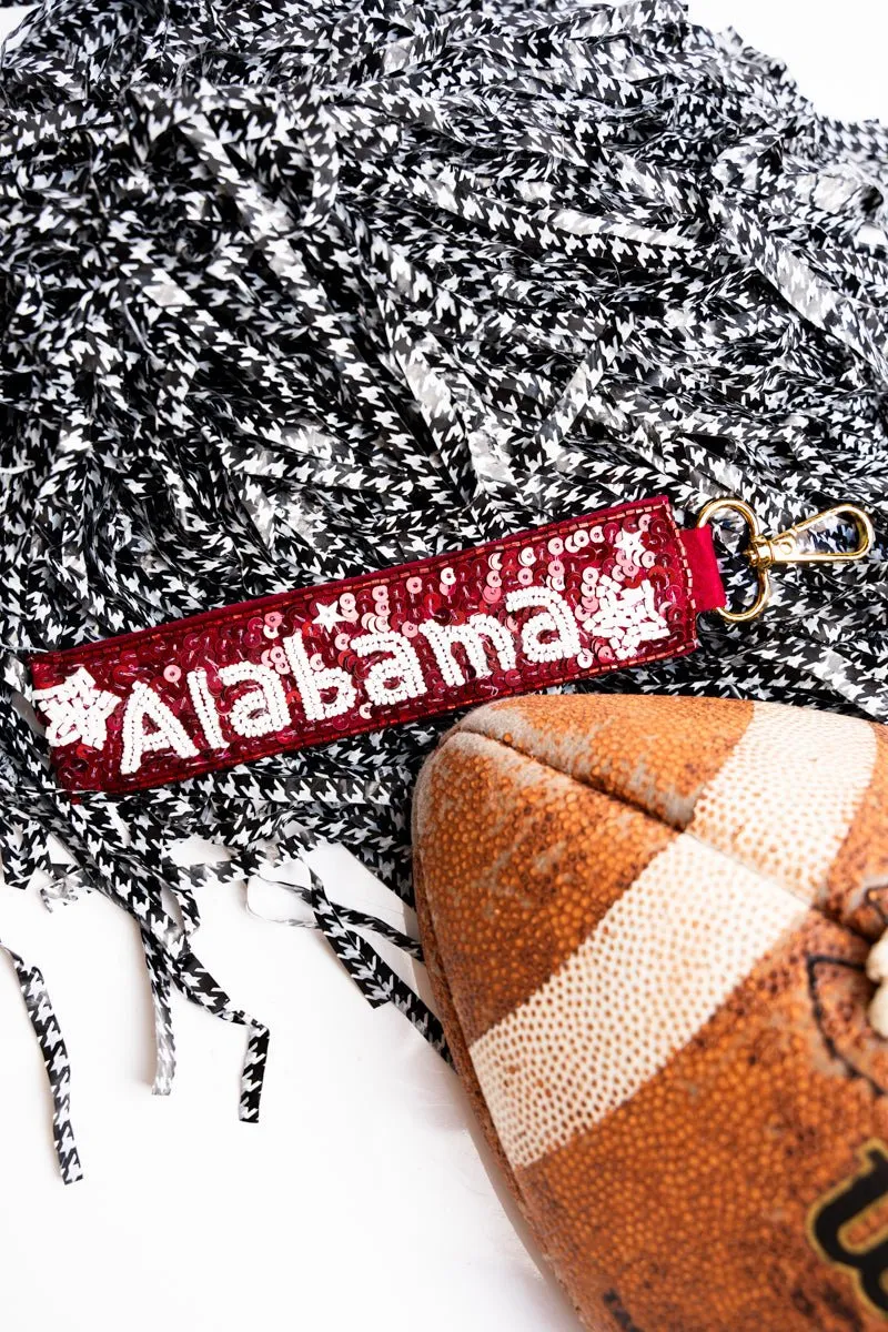 Viola Burgundy & White 'Alabama' Sequin Wristlet Keychain