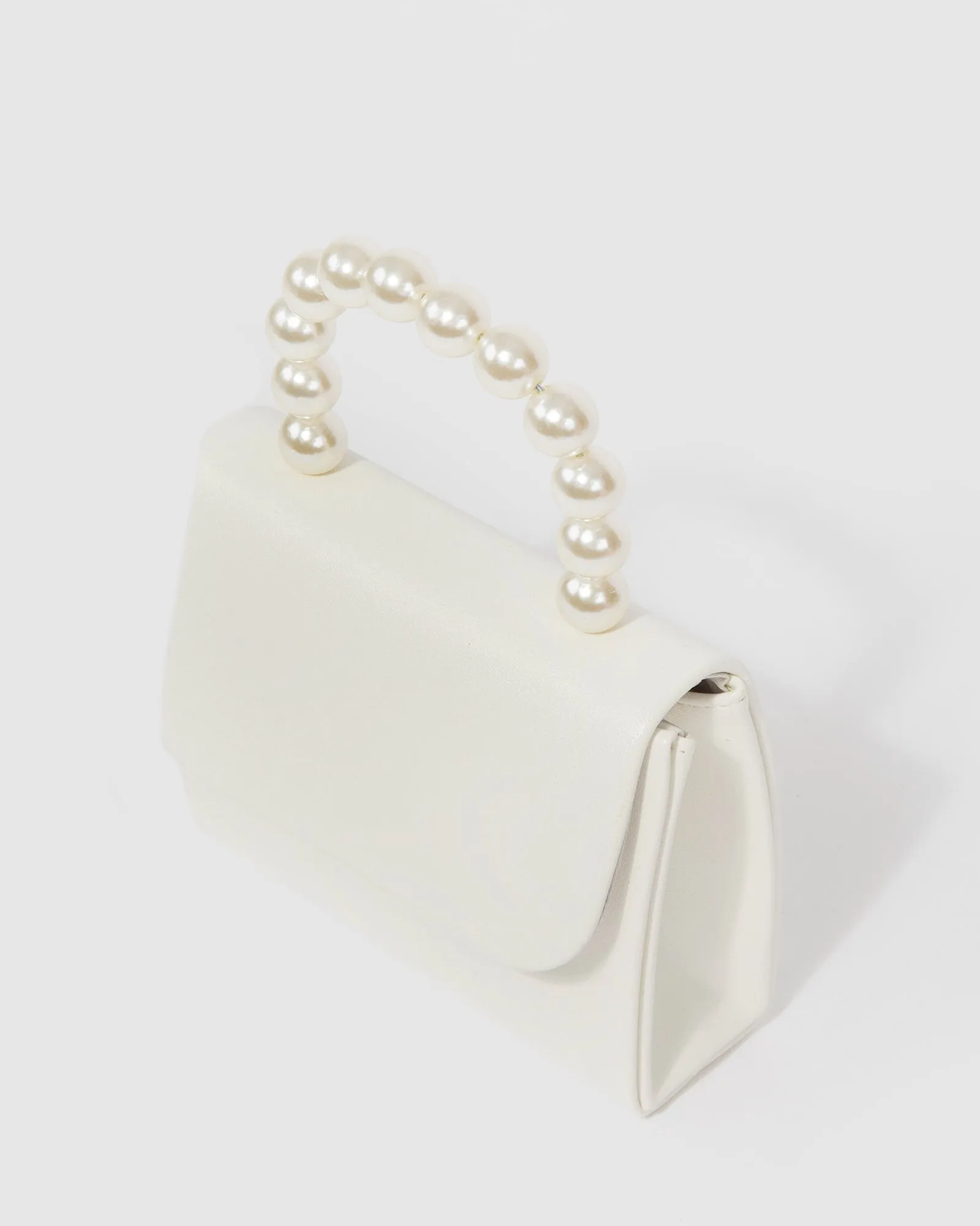 White Mara Pearl Top Handle Bag