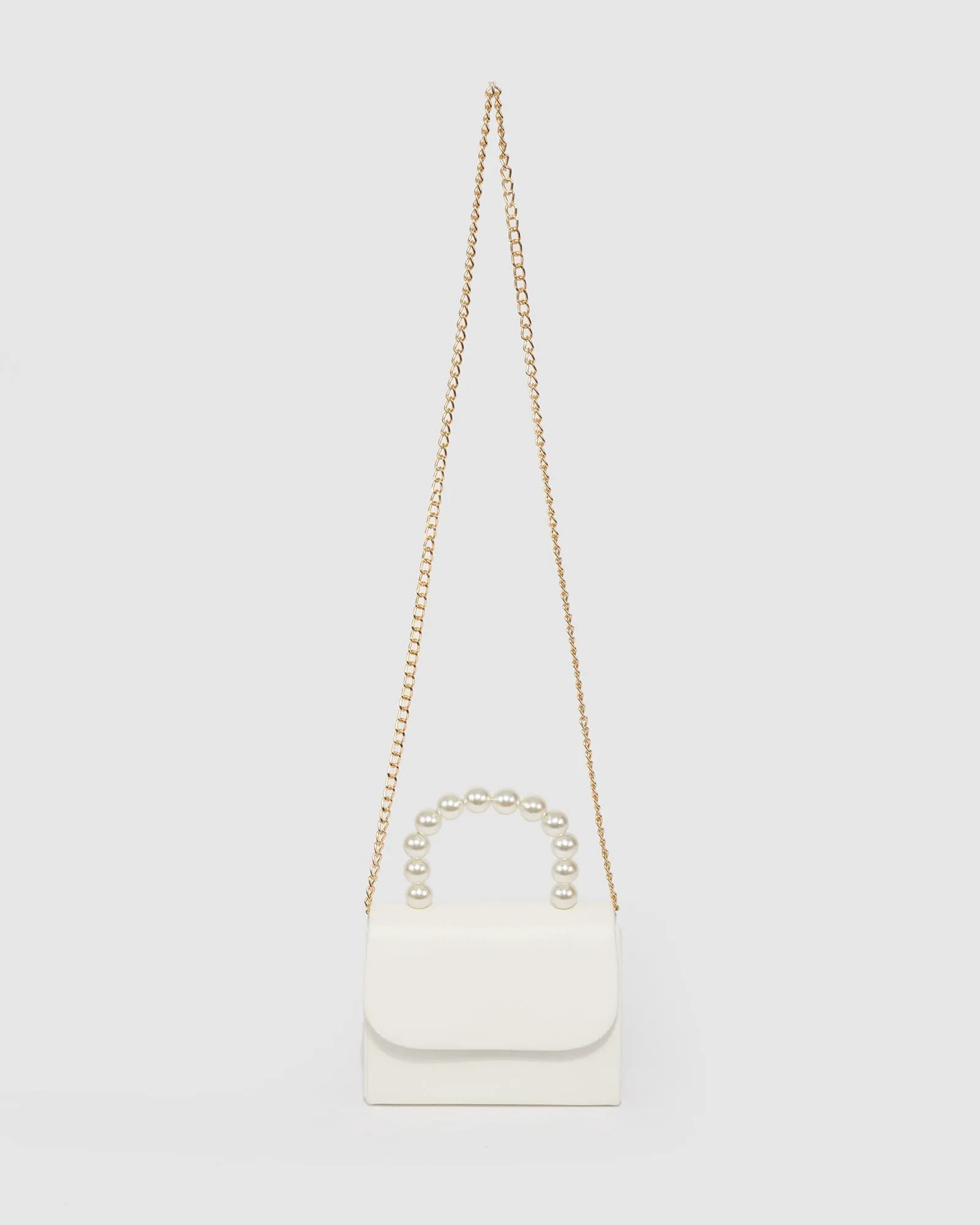 White Mara Pearl Top Handle Bag