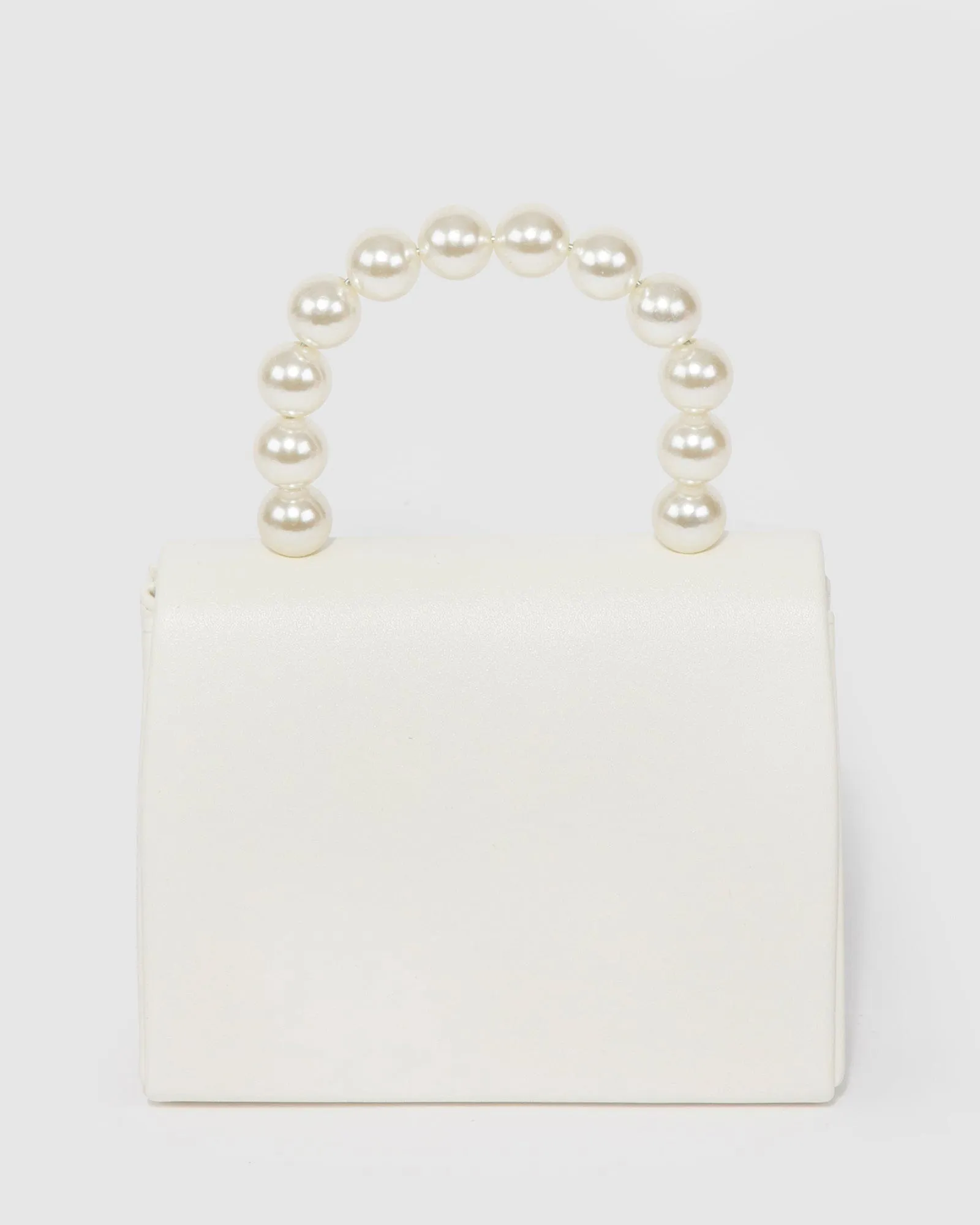 White Mara Pearl Top Handle Bag