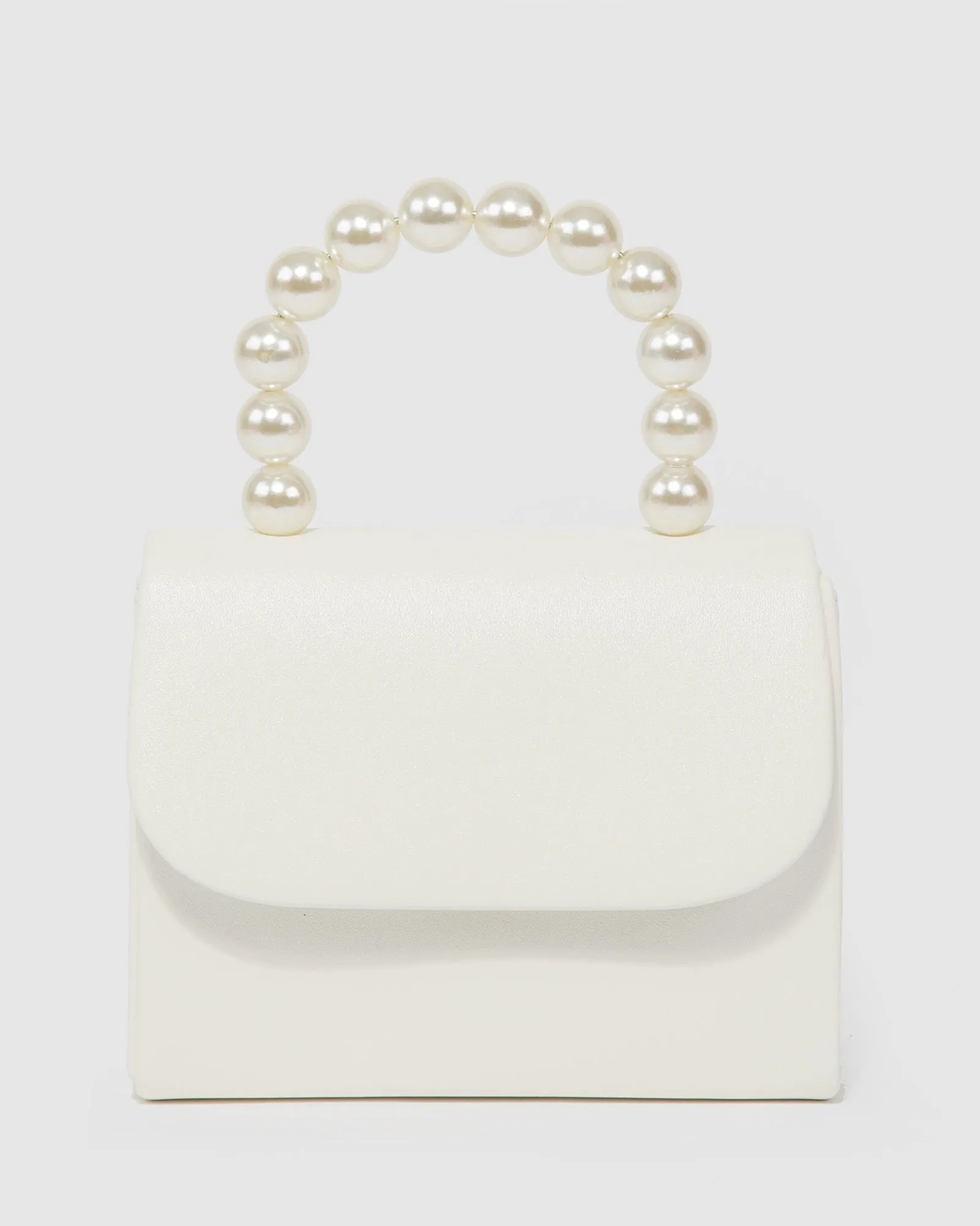 White Mara Pearl Top Handle Bag