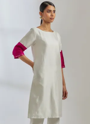 White Raw Silk Jenifer Kurta