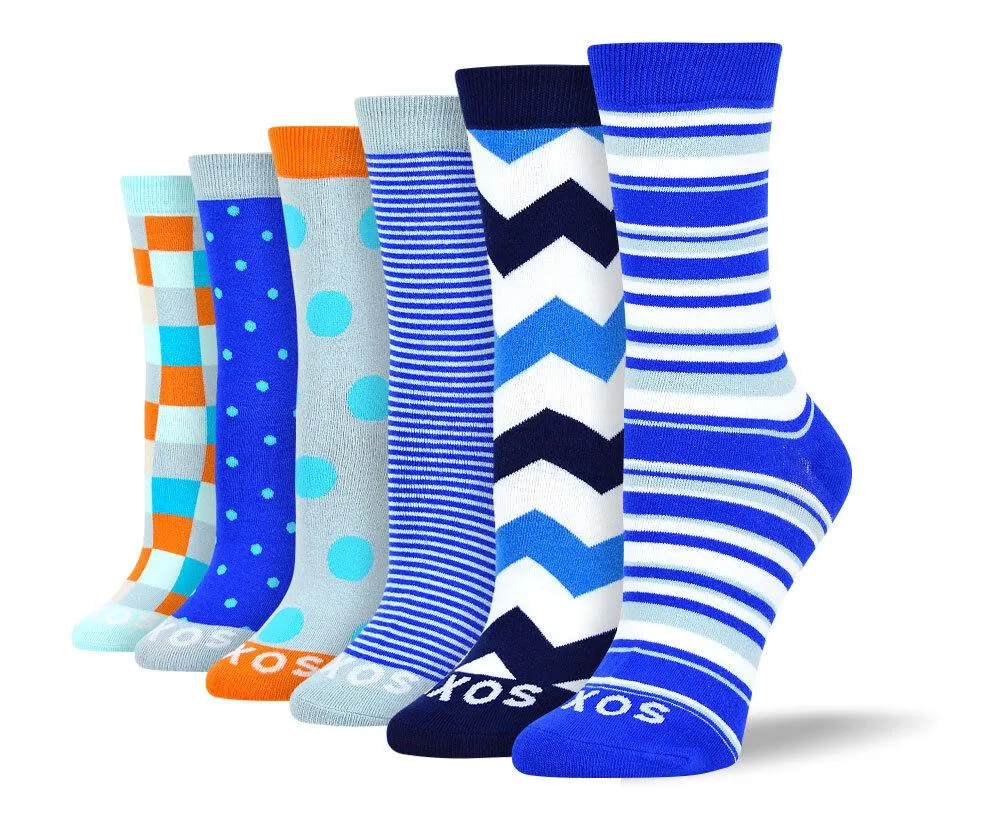 Women's Unique Blue Sock Bundle - 6 Pair