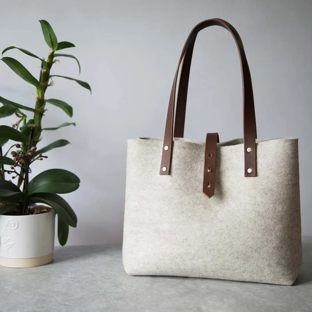 Wool Felt Tote Bag - Beige