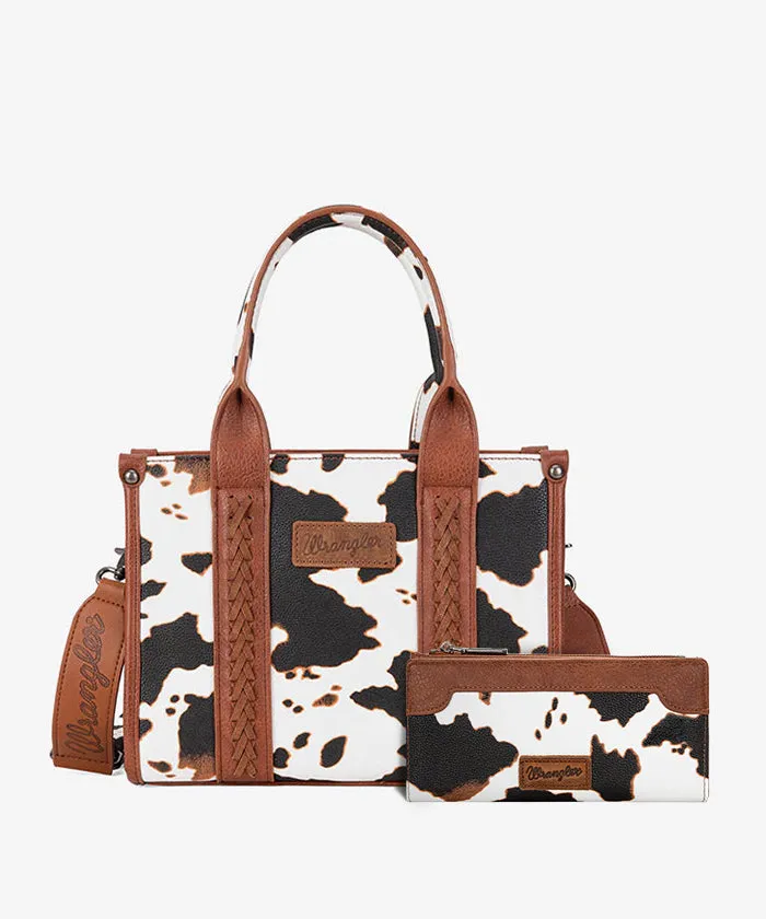 Wrangler Cow Print Concealed Tote Bag Set