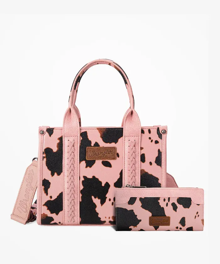 Wrangler Cow Print Concealed Tote Bag Set