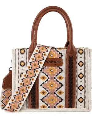 Wrangler Southwestern Crossbody Canvas Tote Bag - Coffee