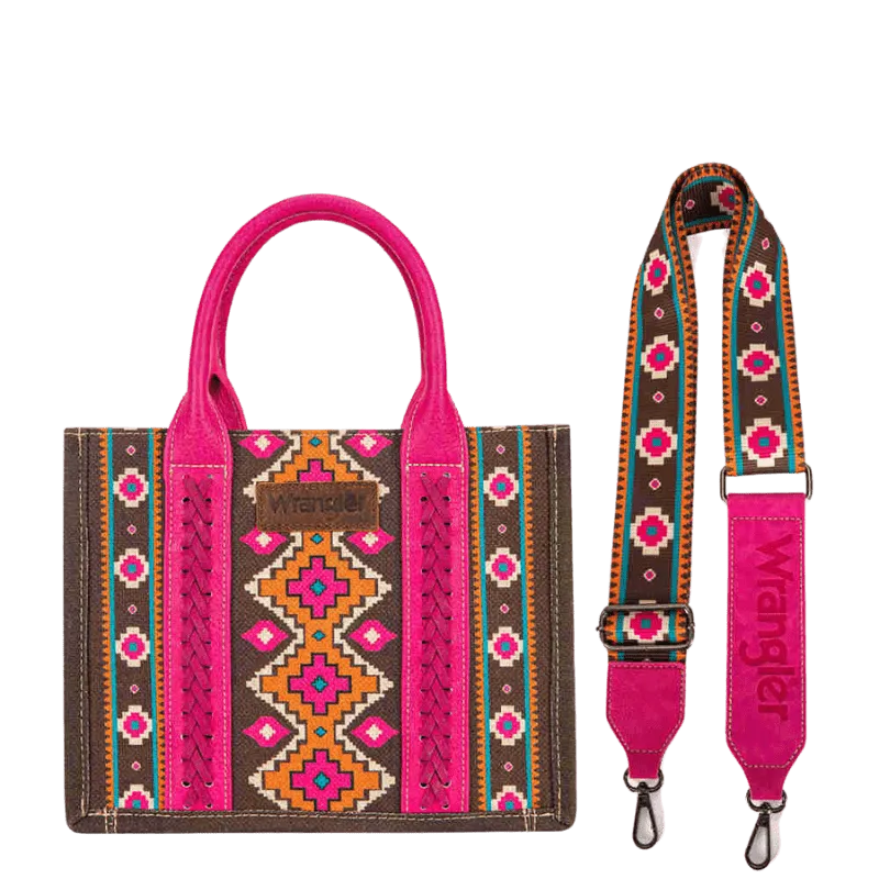 Wrangler Women's Southwestern Dual Sided Print Hot Pink Crossbody/Canvas Tote WG2203-8120SHPK